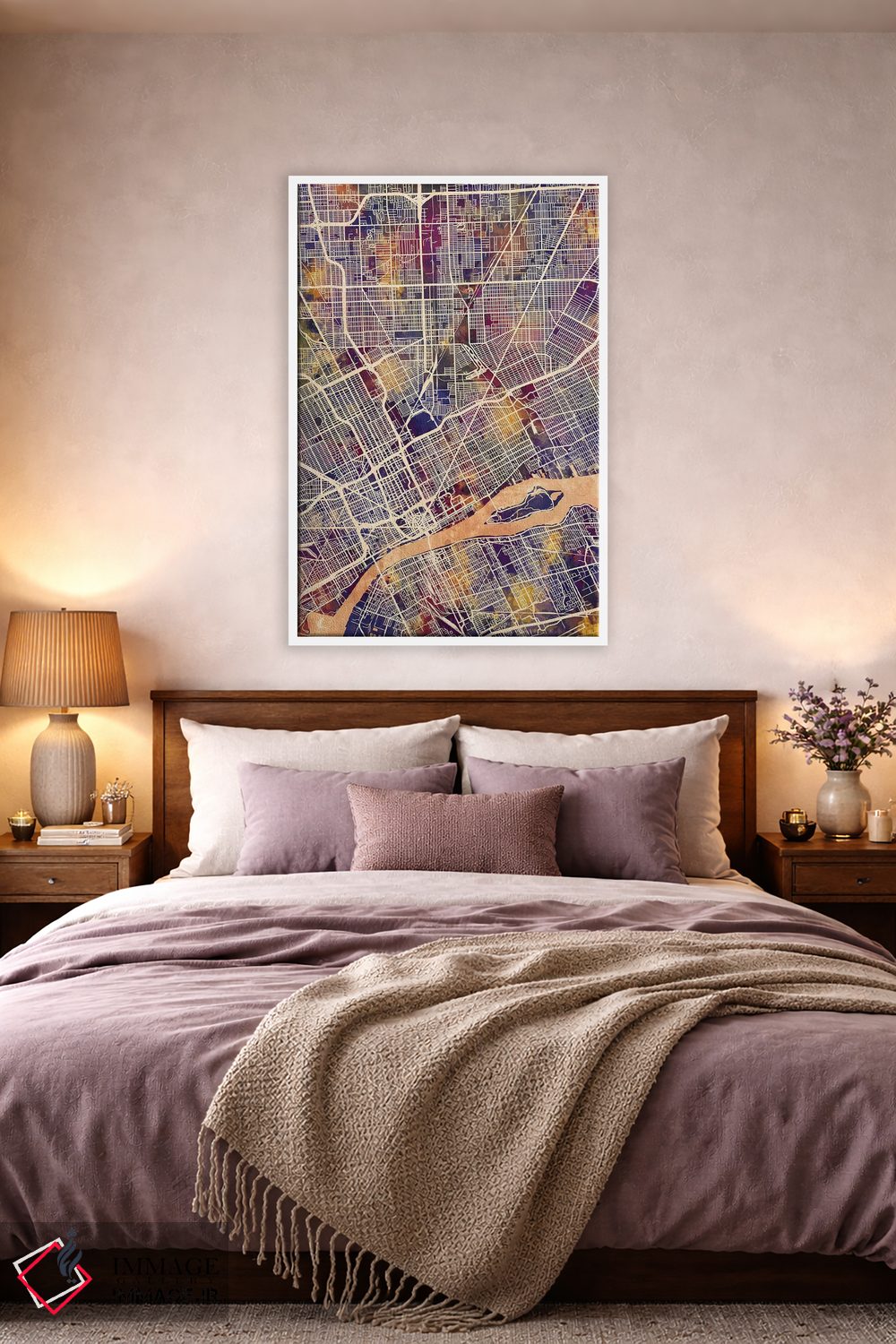تابلو دکوراتیو نقشه شهری دیترویت، میشیگان اثر مایکل تامپست - D3W