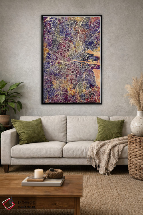 تابلو دکوراتیو نقشه شهری دوبلین، ایرلند اثر مایکل تامپست - D2B