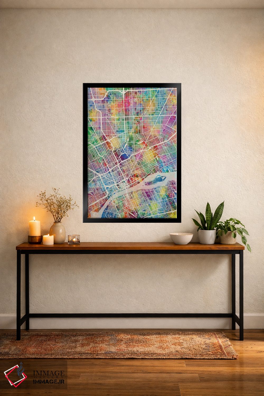 تابلو دکوراتیو نقشه شهری دیترویت، میشیگان اثر مایکل تامپست - D4B