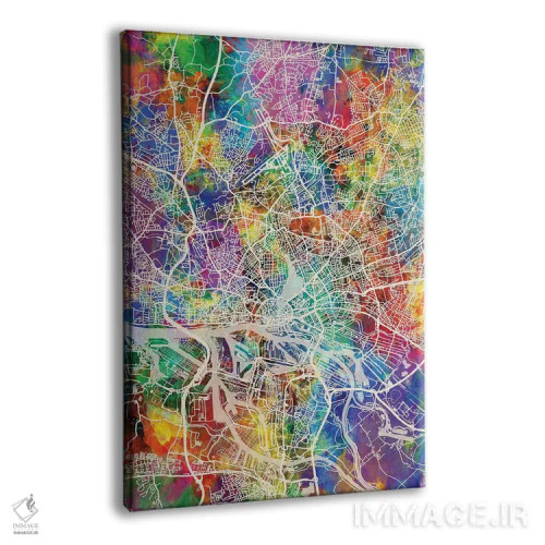 تابلو دکوراتیو نقشه شهری هامبورگ، آلمان اثر مایکل تامپست - نمای پرسپکتیو محصول