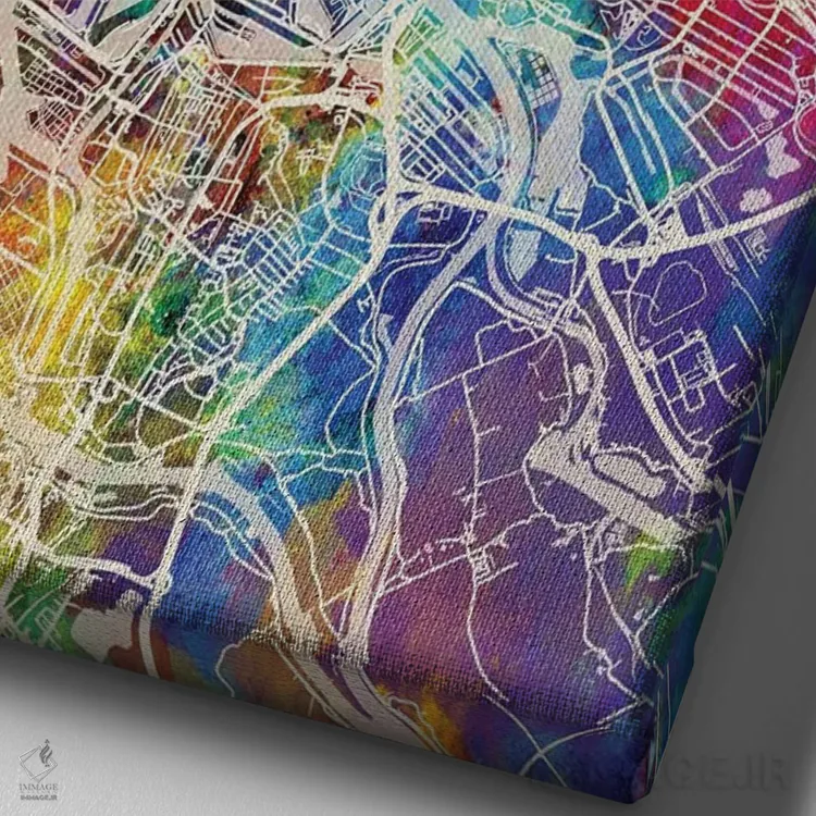 تابلو دکوراتیو نقشه شهری هامبورگ، آلمان اثر مایکل تامپست - نمای نزدیک بافت بوم