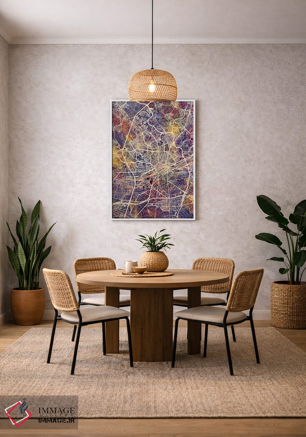 تابلو دکوراتیو نقشه شهری فرانکفورت، آلمان اثر مایکل تامپست - D3W