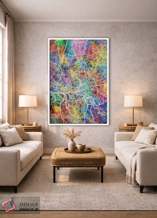 تابلو دکوراتیو نقشه شهری هامبورگ، آلمان اثر مایکل تامپست - D1W