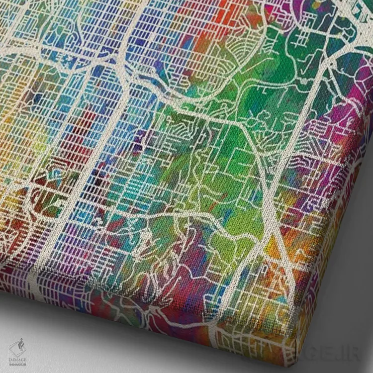 تابلو دکوراتیو نقشه شهری کانزاس سیتی، میزوری اثر مایکل تامپست - نمای نزدیک بافت بوم