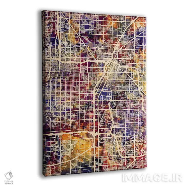 تابلو دکوراتیو نقشه خیابانی لاس وگاس اثر مایکل تامپست - نمای پرسپکتیو محصول