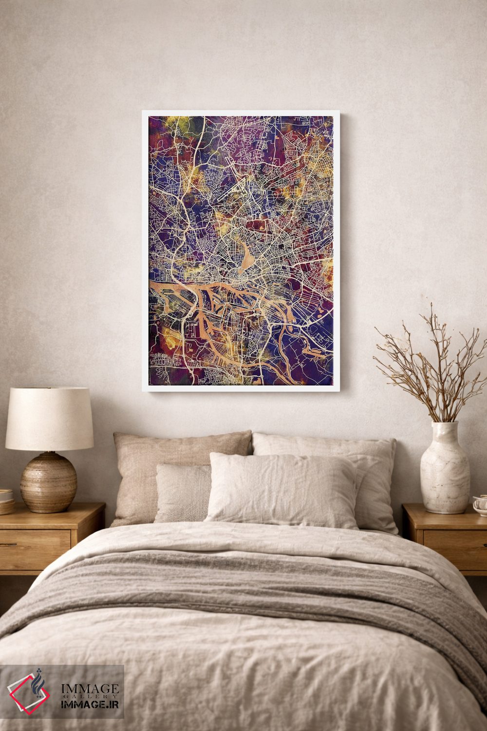 تابلو دکوراتیو نقشه شهری هامبورگ، آلمان اثر مایکل تامپست - D1W