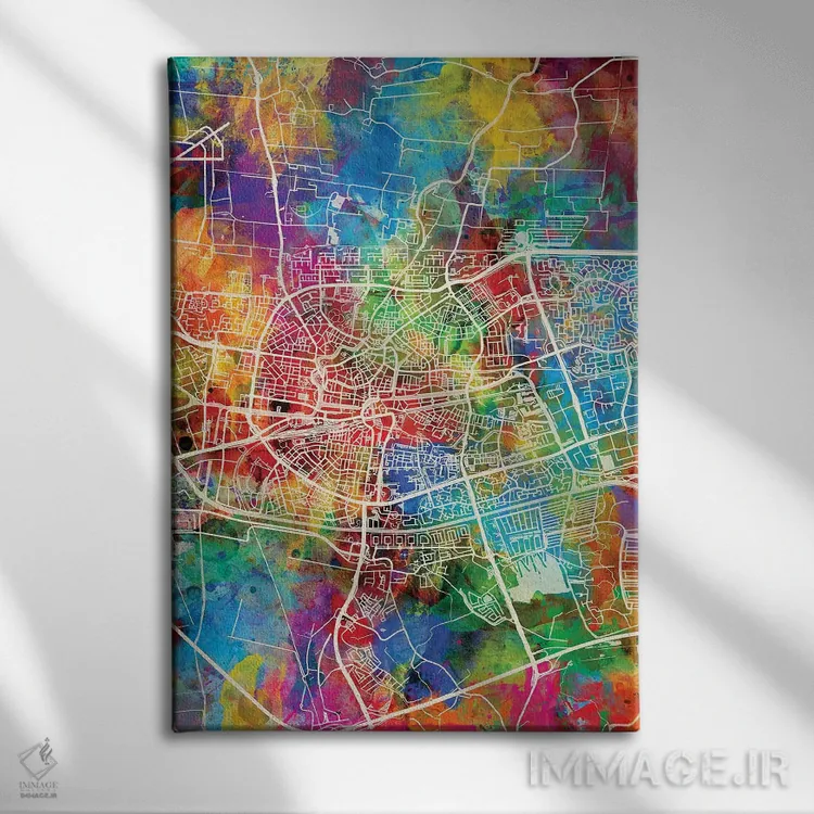 تابلو دکوراتیو نقشه شهری لیوواردن، هلند اثر مایکل تامپست - نمای روبهرو روی دیوار