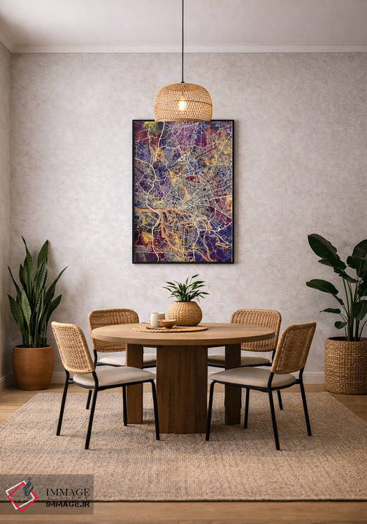 تابلو دکوراتیو نقشه شهری هامبورگ، آلمان اثر مایکل تامپست - D3B