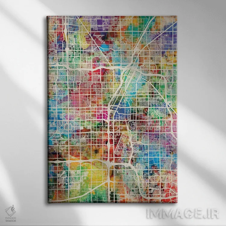 تابلو دکوراتیو نقشه خیابانی لاس وگاس اثر مایکل تامپست - نمای روبهرو روی دیوار