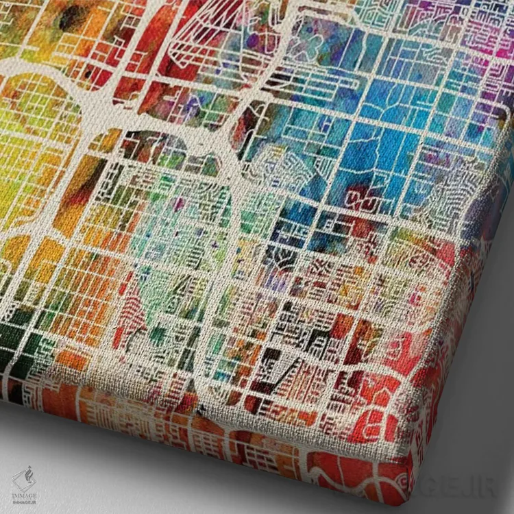 تابلو دکوراتیو نقشه خیابانی لاس وگاس اثر مایکل تامپست - نمای نزدیک بافت بوم