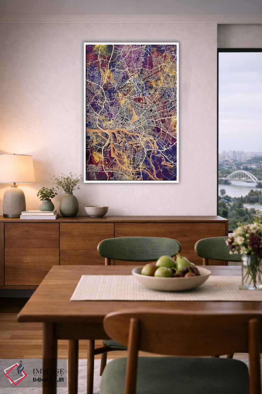 تابلو دکوراتیو نقشه شهری هامبورگ، آلمان اثر مایکل تامپست - D6W