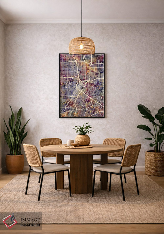 تابلو دکوراتیو نقشه خیابانی هیوستون، تگزاس اثر مایکل تامپست - D4B