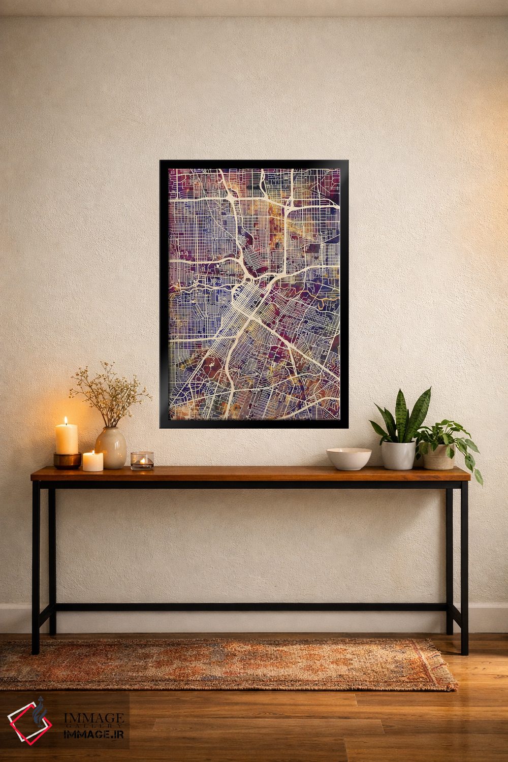 تابلو دکوراتیو نقشه خیابانی هیوستون، تگزاس اثر مایکل تامپست - D6B
