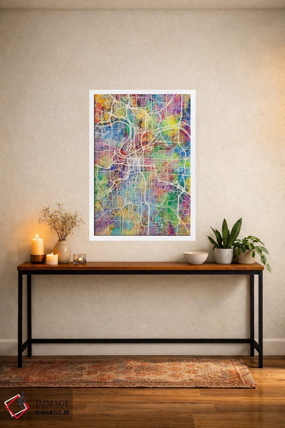 تابلو دکوراتیو نقشه شهری کانزاس سیتی، میزوری اثر مایکل تامپست - D3W