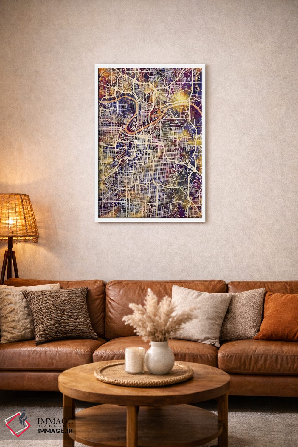 تابلو دکوراتیو نقشه شهری کانزاس سیتی، میزوری اثر مایکل تامپست - D1W