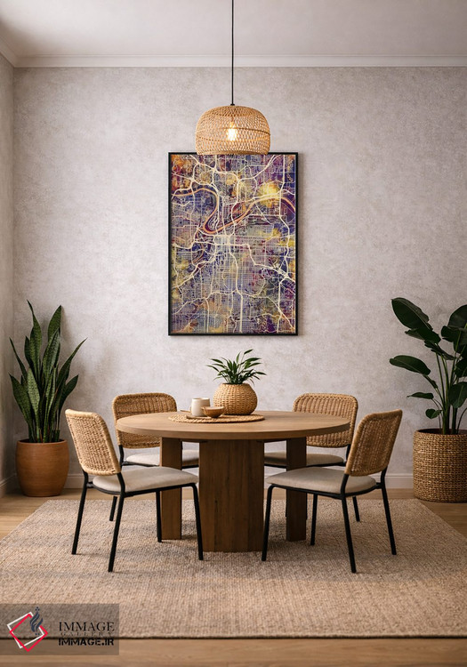 تابلو دکوراتیو نقشه شهری کانزاس سیتی، میزوری اثر مایکل تامپست - D2B