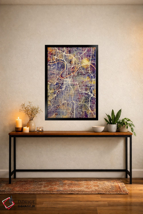 تابلو دکوراتیو نقشه شهری کانزاس سیتی، میزوری اثر مایکل تامپست - D4B