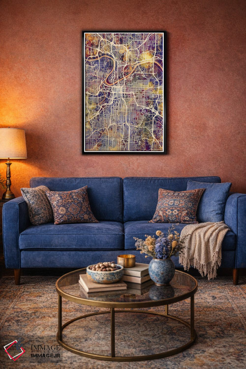 تابلو دکوراتیو نقشه شهری کانزاس سیتی، میزوری اثر مایکل تامپست - D3B