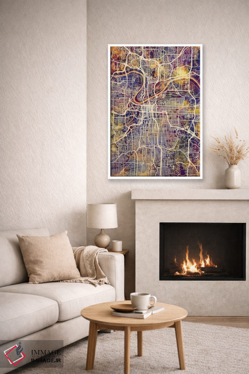 تابلو دکوراتیو نقشه شهری کانزاس سیتی، میزوری اثر مایکل تامپست - D6W