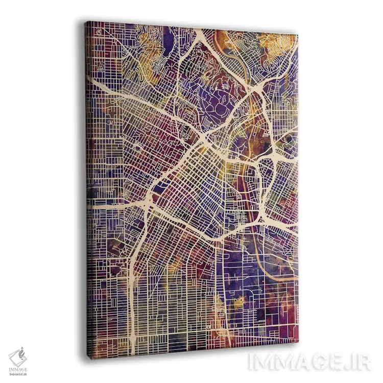 تابلو دکوراتیو نقشه خیابانی لس آنجلس اثر مایکل تامپست - نمای پرسپکتیو محصول