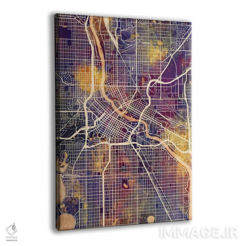 تابلو دکوراتیو نقشه شهری مینیاپولیس، مینه سوتا اثر مایکل تامپست - نمای پرسپکتیو محصول