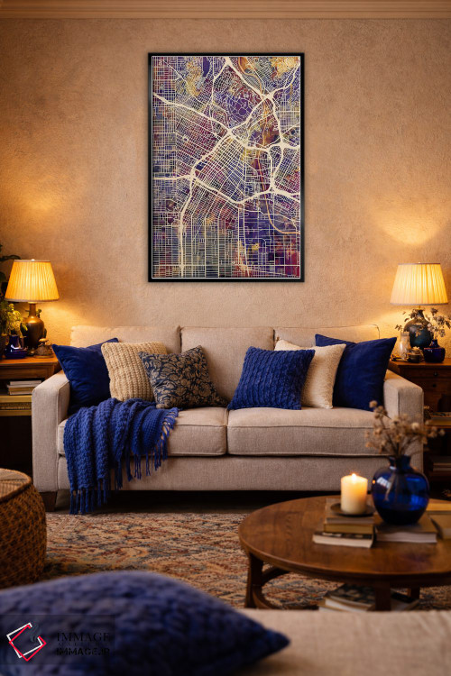 تابلو دکوراتیو نقشه خیابانی لس آنجلس اثر مایکل تامپست - D4B