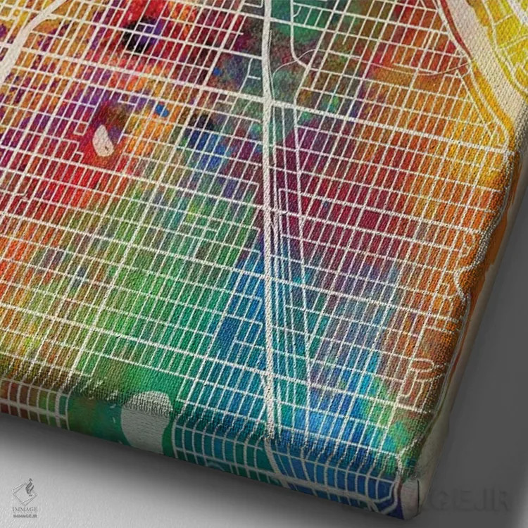 تابلو دکوراتیو نقشه شهری مینیاپولیس، مینه سوتا اثر مایکل تامپست - نمای نزدیک بافت بوم