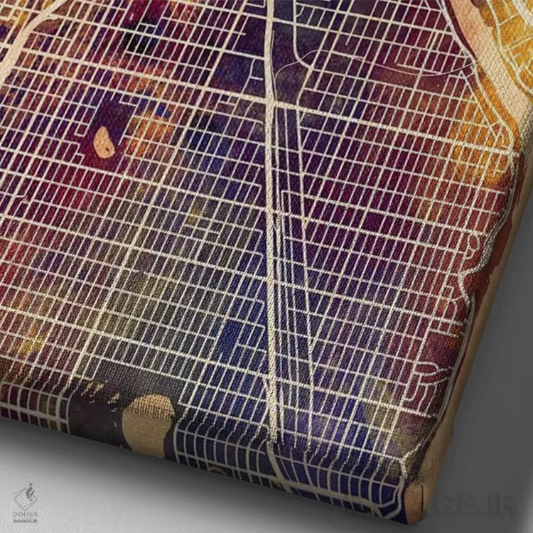 تابلو دکوراتیو نقشه شهری مینیاپولیس، مینه سوتا اثر مایکل تامپست - نمای نزدیک بافت بوم