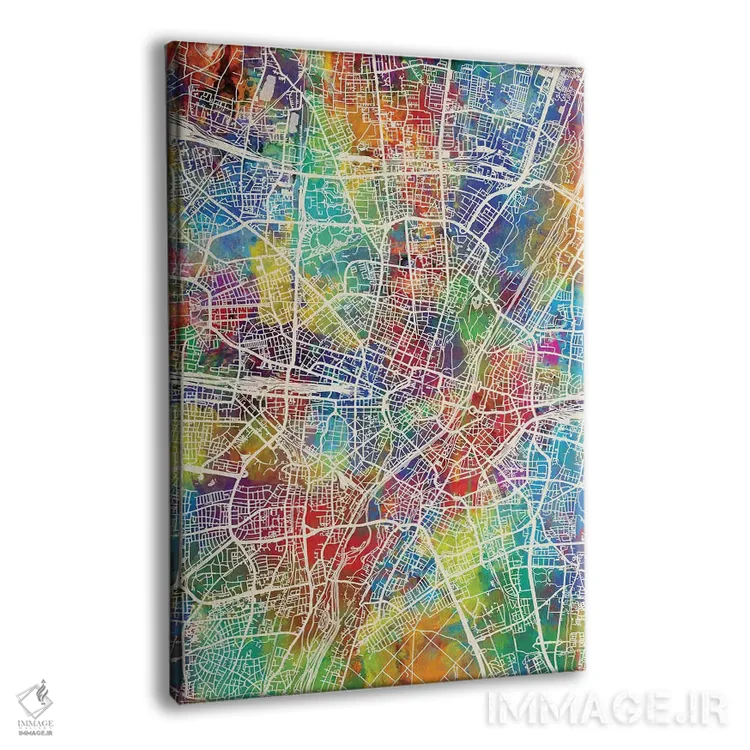 تابلو دکوراتیو نقشه شهری مونیخ، آلمان اثر مایکل تامپست - نمای پرسپکتیو محصول