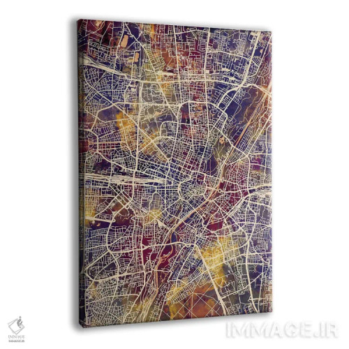 تابلو دکوراتیو نقشه شهر مونیخ آلمان II اثر مایکل تامپست - نمای پرسپکتیو محصول