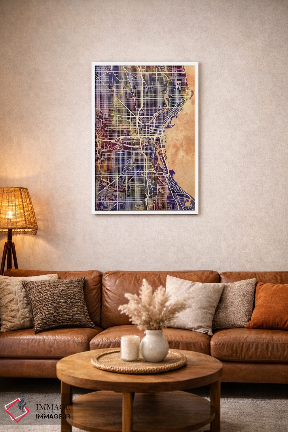 تابلو دکوراتیو نقشه شهری میلواکی، ویسکانسین اثر مایکل تامپست - D2W
