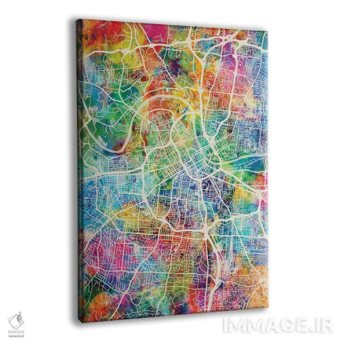 تابلو دکوراتیو نقشه شهر نشویل تنسی I اثر مایکل تامپست - نمای پرسپکتیو محصول