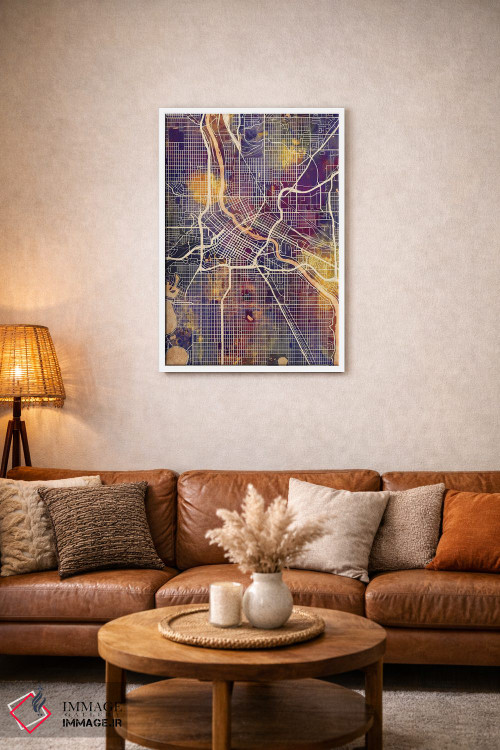 تابلو دکوراتیو نقشه شهری مینیاپولیس، مینه سوتا اثر مایکل تامپست - D2W