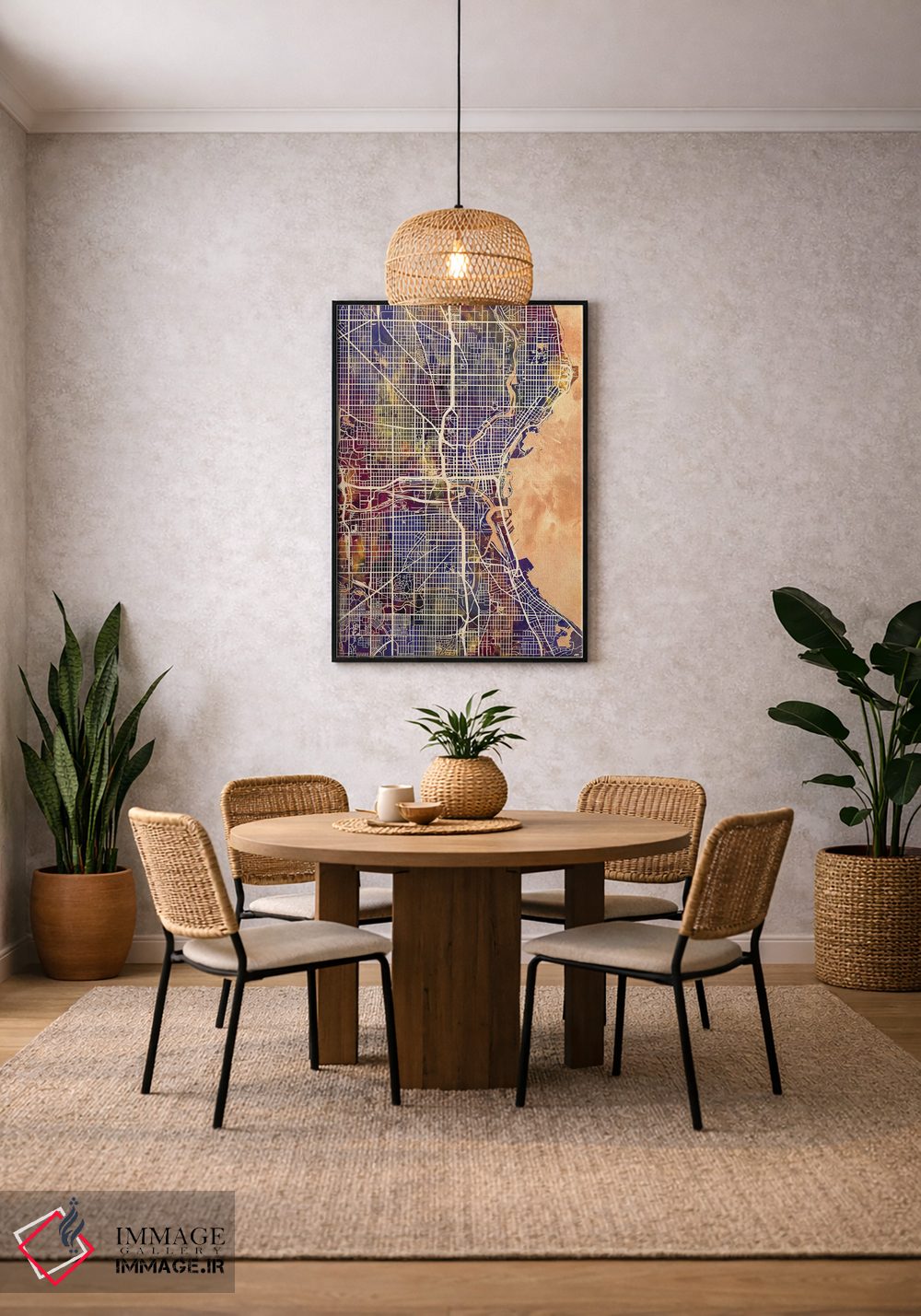 تابلو دکوراتیو نقشه شهری میلواکی، ویسکانسین اثر مایکل تامپست - D3B