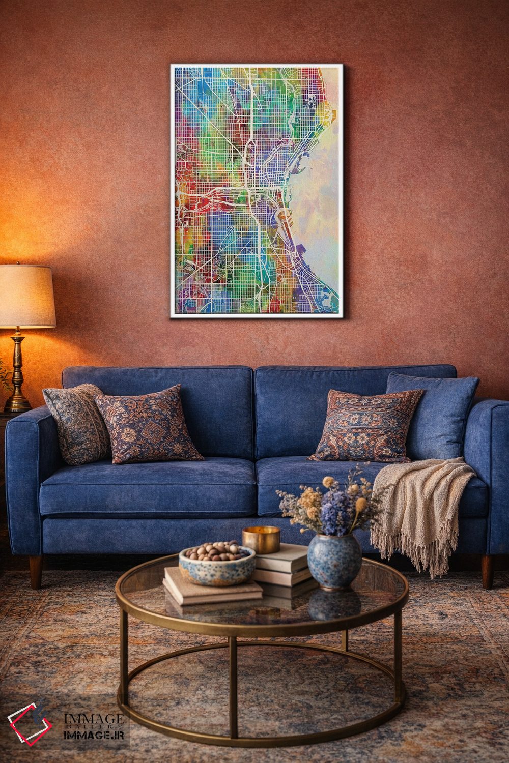 تابلو دکوراتیو نقشه شهری میلواکی، ویسکانسین اثر مایکل تامپست - D3W
