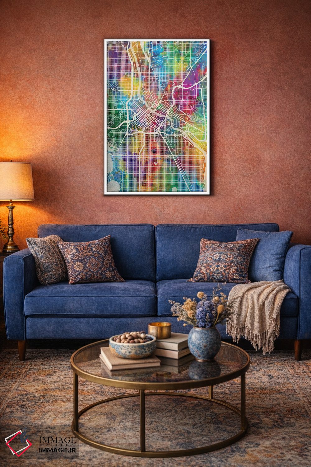 تابلو دکوراتیو نقشه شهری مینیاپولیس، مینه سوتا اثر مایکل تامپست - D3W
