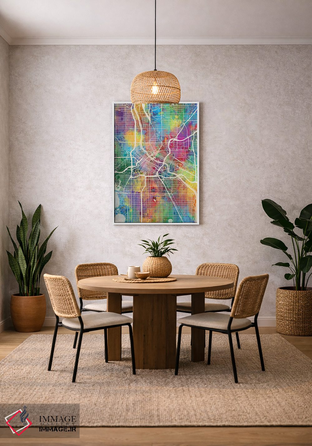 تابلو دکوراتیو نقشه شهری مینیاپولیس، مینه سوتا اثر مایکل تامپست - D2W