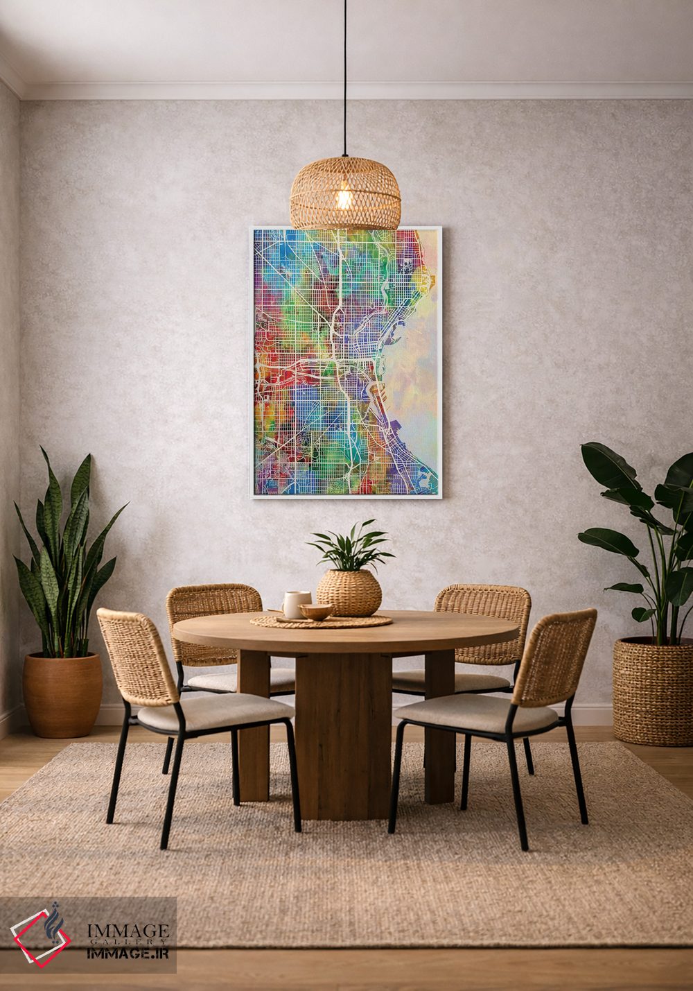 تابلو دکوراتیو نقشه شهری میلواکی، ویسکانسین اثر مایکل تامپست - D2W