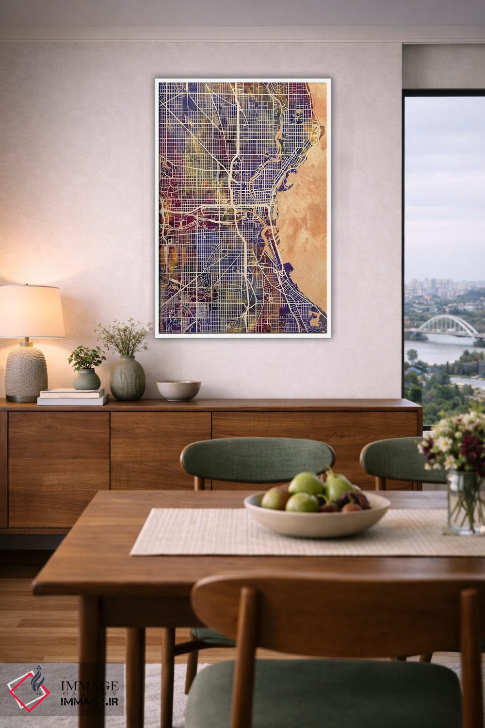 تابلو دکوراتیو نقشه شهری میلواکی، ویسکانسین اثر مایکل تامپست - D6W