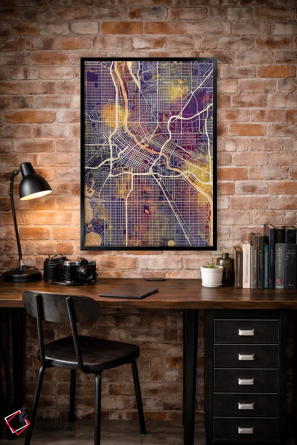 تابلو دکوراتیو نقشه شهری مینیاپولیس، مینه سوتا اثر مایکل تامپست - D5B