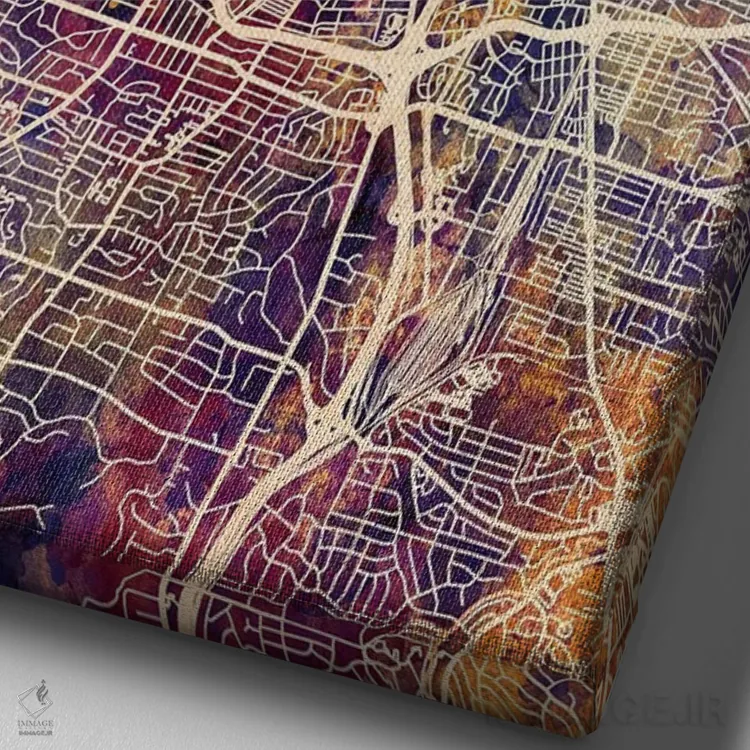 تابلو دکوراتیو نقشه شهر نشویل تنسی II اثر مایکل تامپست - نمای نزدیک بافت بوم