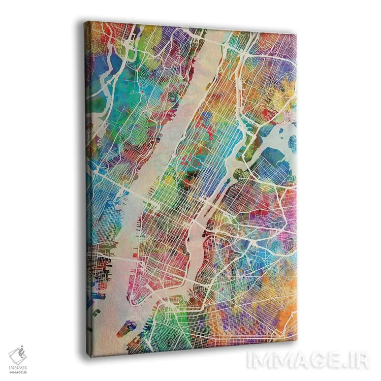 تابلو دکوراتیو نقشه خیابان های شهر نیویورک III اثر مایکل تامپست - نمای پرسپکتیو محصول