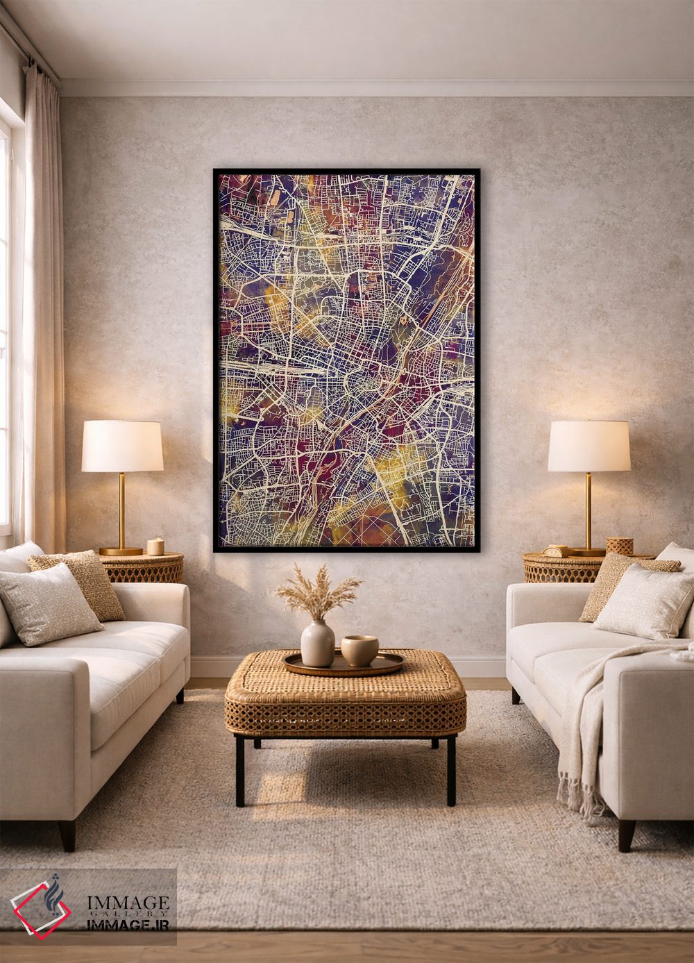 تابلو دکوراتیو نقشه شهر مونیخ آلمان II اثر مایکل تامپست - D1B