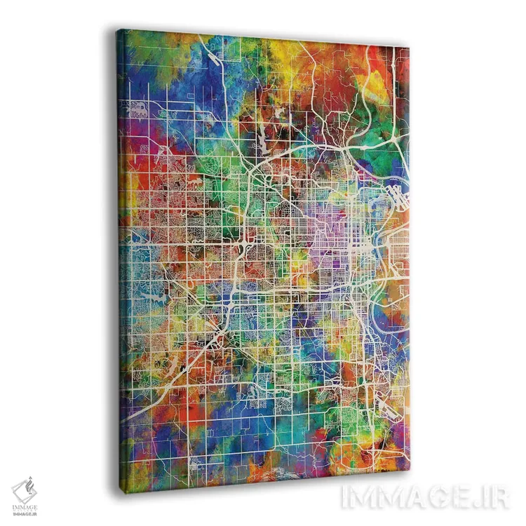 تابلو دکوراتیو نقشه شهر اوماها نبراسکا I اثر مایکل تامپست - نمای پرسپکتیو محصول