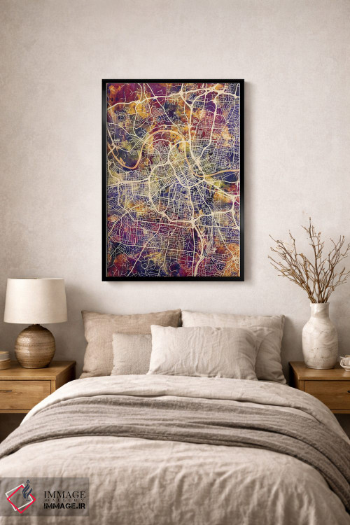 تابلو دکوراتیو نقشه شهر نشویل تنسی II اثر مایکل تامپست - D2B
