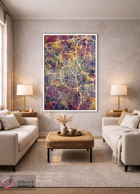تابلو دکوراتیو نقشه شهر نشویل تنسی II اثر مایکل تامپست - D1W