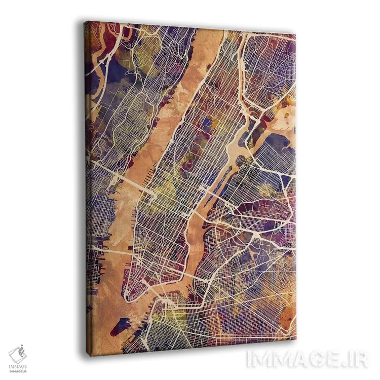 تابلو دکوراتیو نقشه خیابان های شهر نیویورک IV اثر مایکل تامپست - نمای پرسپکتیو محصول