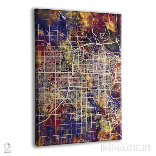 تابلو دکوراتیو نقشه شهر اوماها نبراسکا II اثر مایکل تامپست - نمای پرسپکتیو محصول