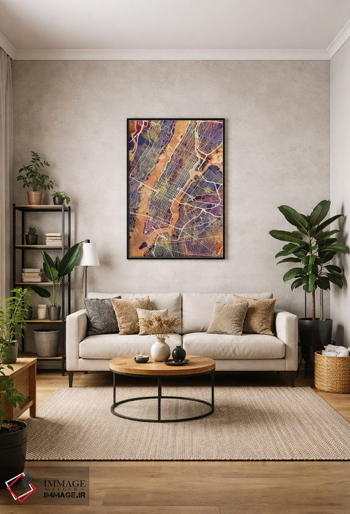 تابلو دکوراتیو نقشه خیابان های شهر نیویورک IV اثر مایکل تامپست - D1B