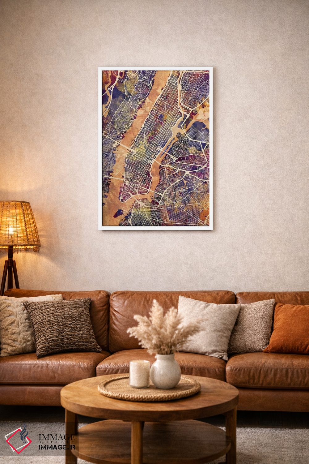 تابلو دکوراتیو نقشه خیابان های شهر نیویورک IV اثر مایکل تامپست - D2W